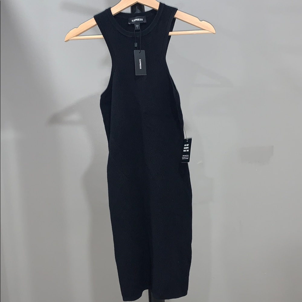 Express Black Ribbed Bodycon Dress Size Small
